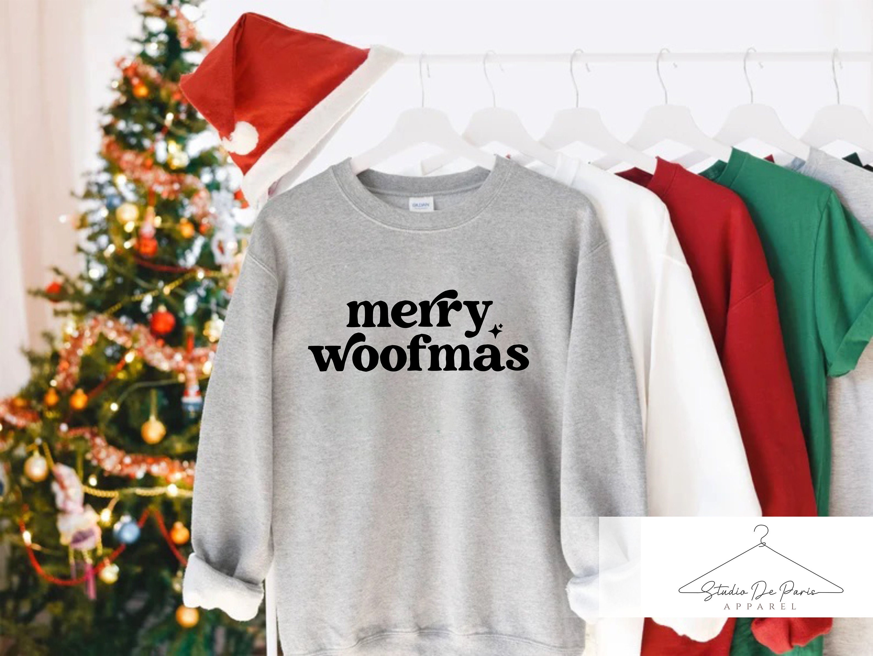 Discover Merry Woofmas Christmas Sweatshirt, Cute Christmas  Sweater, Dog Mom Christmas Sweater, Dog Lovers Christmas Sweater, Dog Dad Xmas Sweater