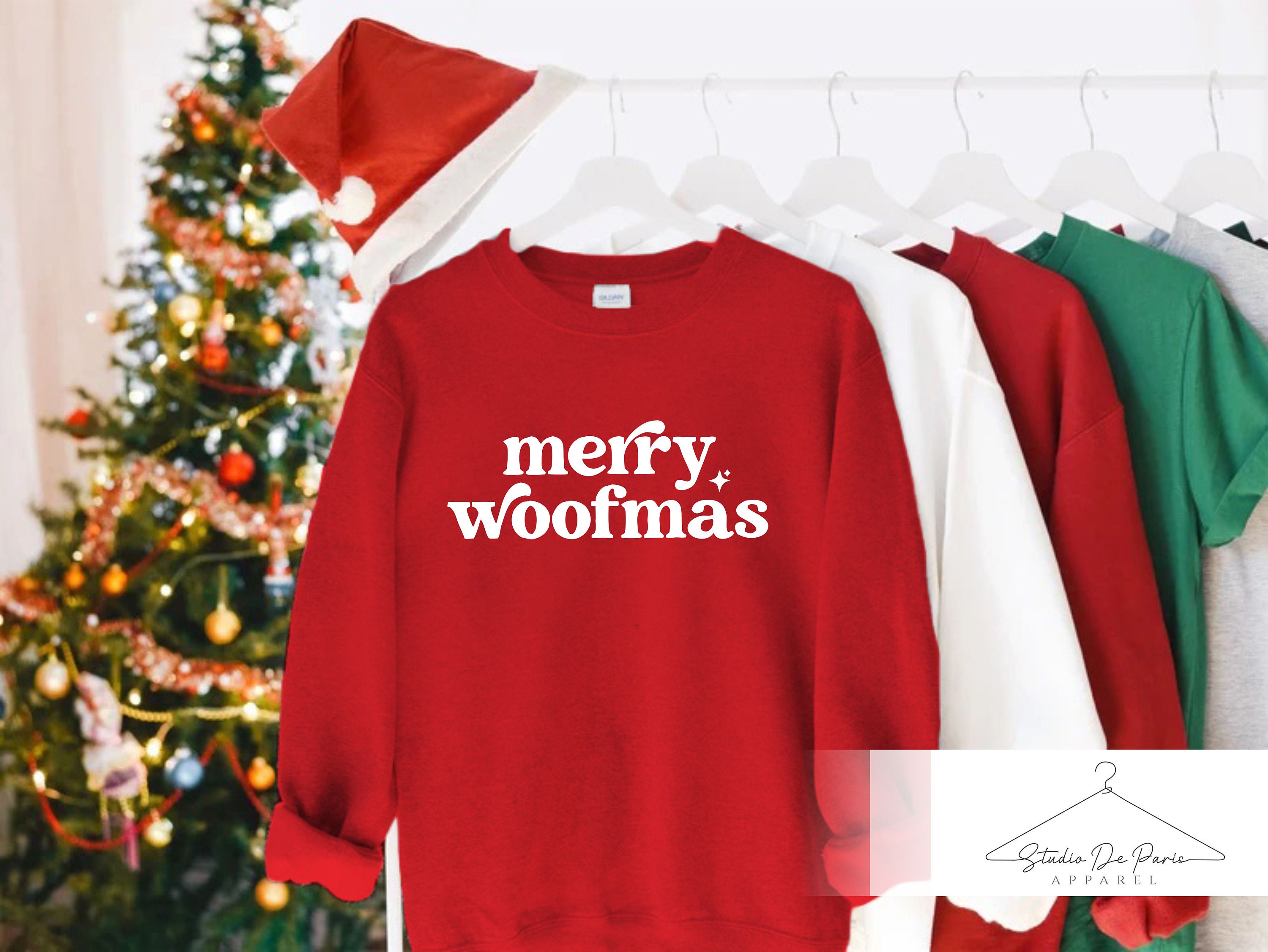 Discover Merry Woofmas Christmas Sweatshirt, Cute Christmas  Sweater, Dog Mom Christmas Sweater, Dog Lovers Christmas Sweater, Dog Dad Xmas Sweater