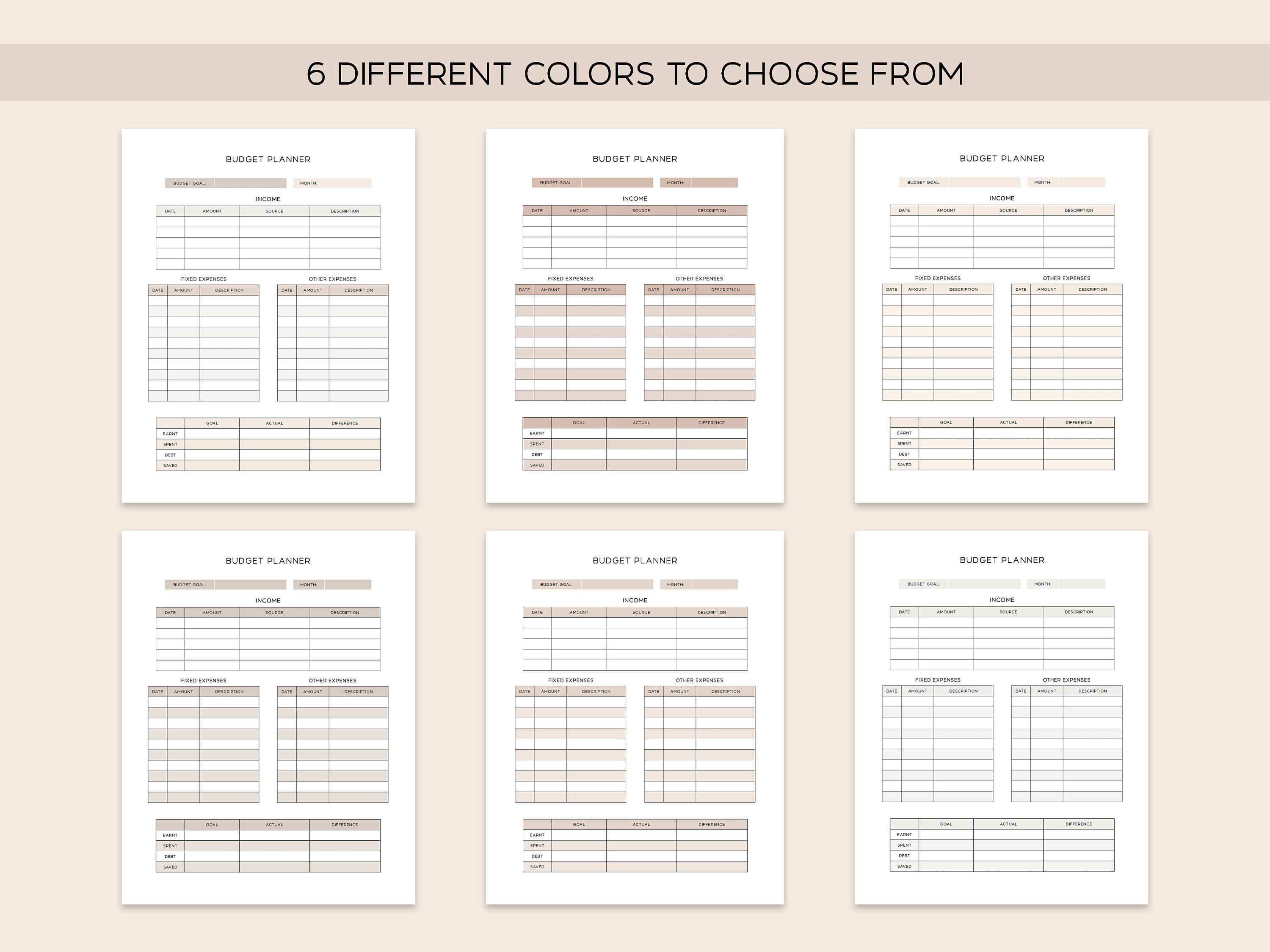 DIGITAL BUDGET PLANNER, Printable Planner Sheets, A5 Planner Inserts ...
