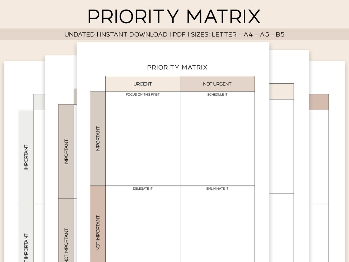 PRIORITY MATRIX TEMPLATE Printable Urgent-important Matrix to ...