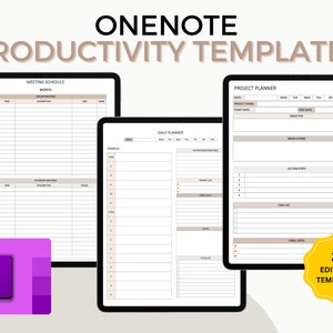 Onenote Productivity Planner Templates, Digital planning for iPad, laptops and computers