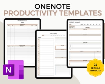 Onenote Productivity Planner Templates, Digital planning for iPad, laptops and computers