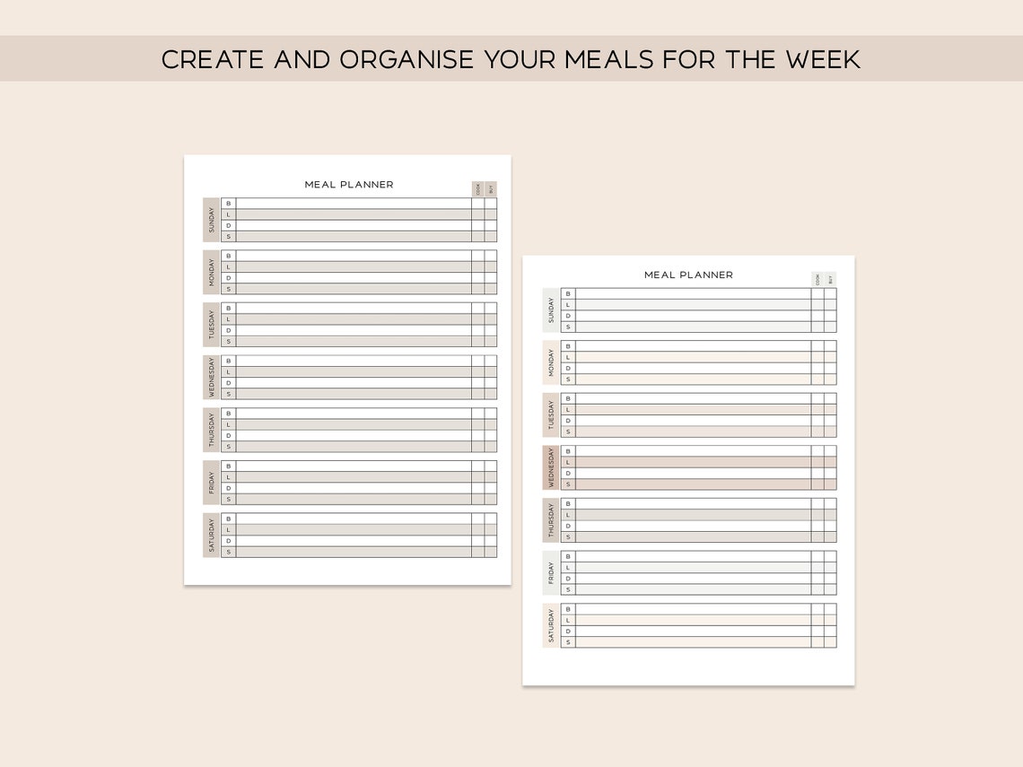 WEEKLY MEAL PLANNER Printable, A5 Planner Inserts, Instant Download ...