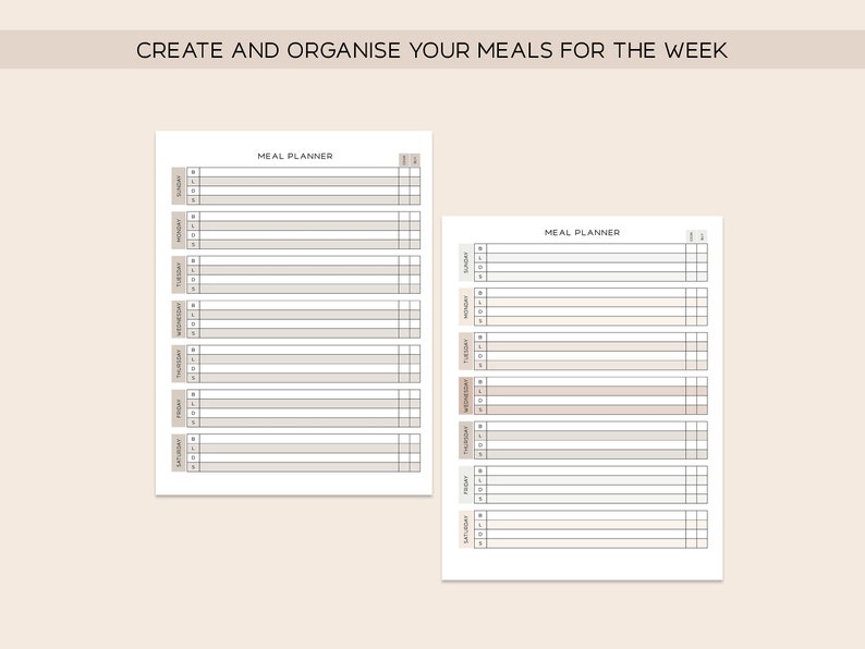 WEEKLY MEAL PLANNER Printable, A5 Planner Inserts, Instant Download ...