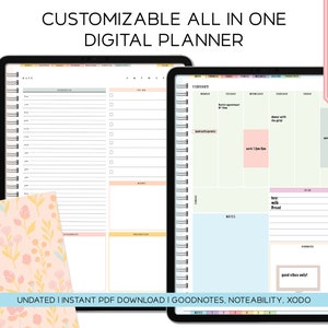 CUSTOMIZABLE DIGITAL "All-in-One" PLANNER | Finance, Fitness, Wellness, Goals, Lifestyle & Entertainment, and Productivity Custom Templates