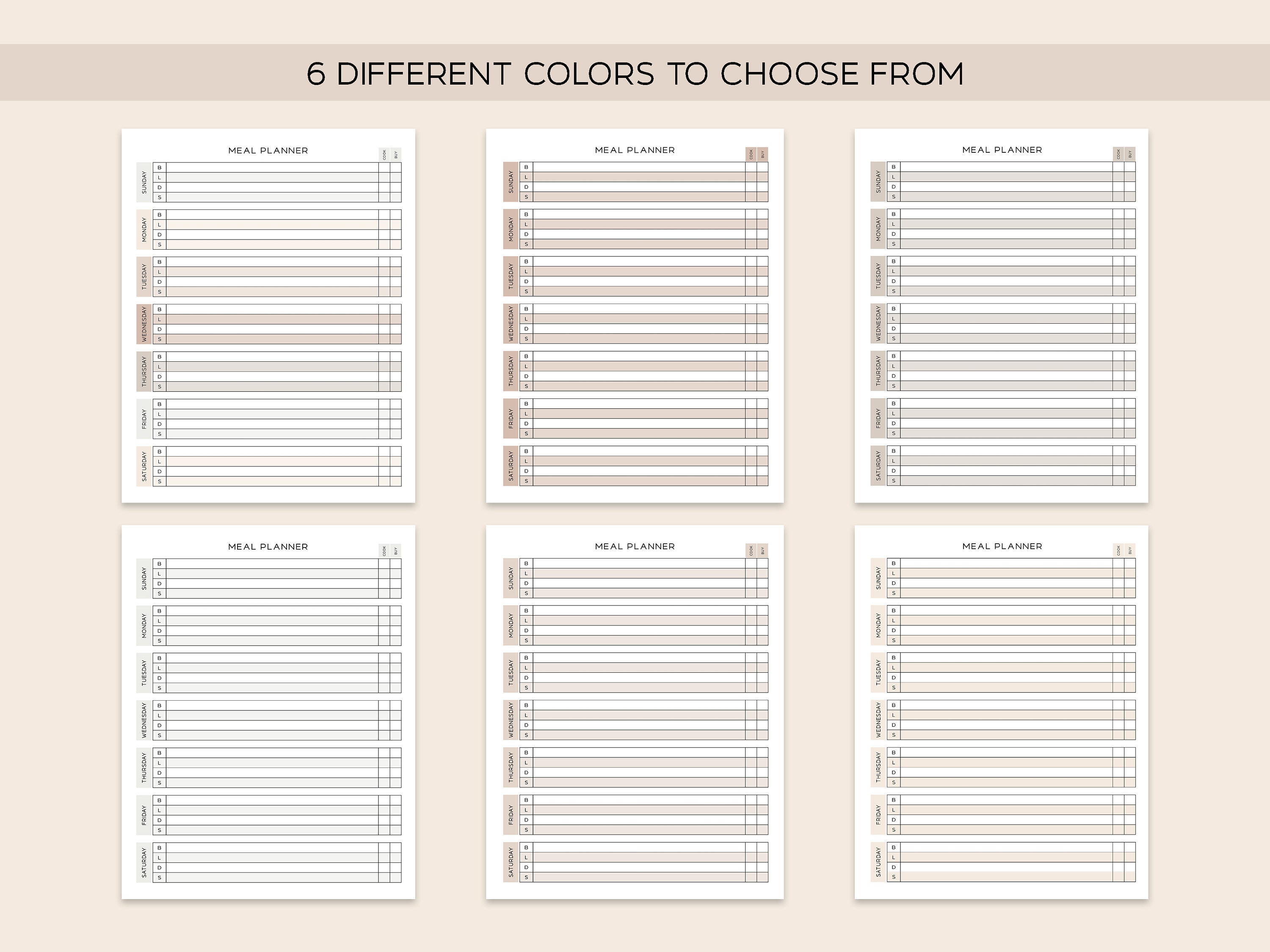 WEEKLY MEAL PLANNER Printable, A5 Planner Inserts, Instant Download ...
