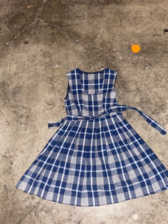 50s side zip girls flannel dress - image 1