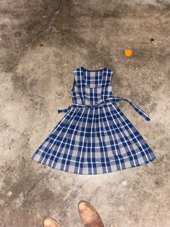 50s side zip girls flannel dress - image 2
