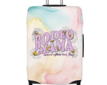 Rodeo Mama - Caffeine & Jesus - Pastel Watercolors Luggage Cover - 28" x 20"