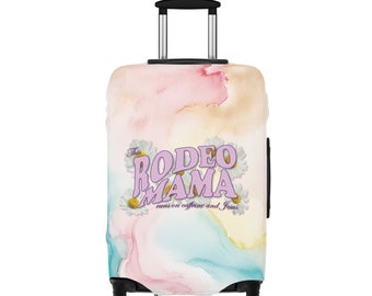 Rodeo Mama - Caffeine & Jesus - Pastel Watercolors Luggage Cover - 25" x 16"