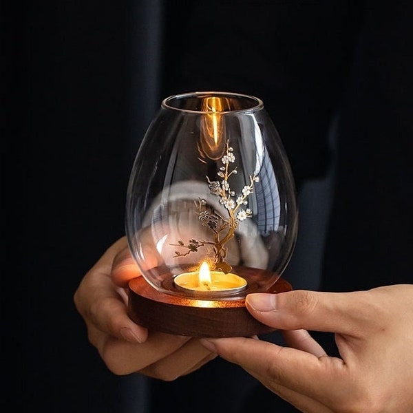 Glass Candle Holder Etsy