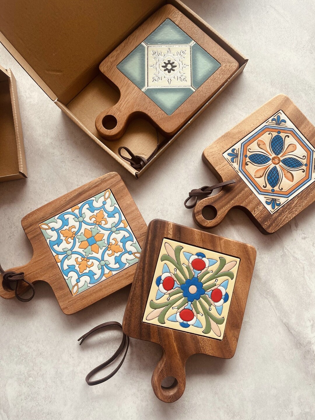 Handmade Wood Ceramic Tile Placemats Wood Insulation Pad Etsy