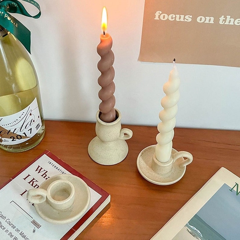 Nordic Ceramic Candle Holder Aesthetic Taper Candlestick Etsy