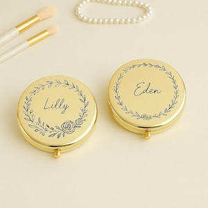 Espejo compacto personalizado, espejo de regalo para boda, espejo de bolsillo de lujo para regalos de dama de honor, regalo de flor de nacimiento para mujer, regalo para ella.