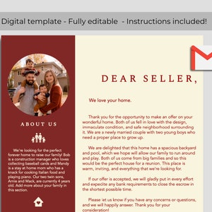 Plantilla de carta de oferta de vivienda, carta de oferta de casa imprimible editable de bienes raíces, plantilla digital para carta de presentación de propuesta de bienes raíces