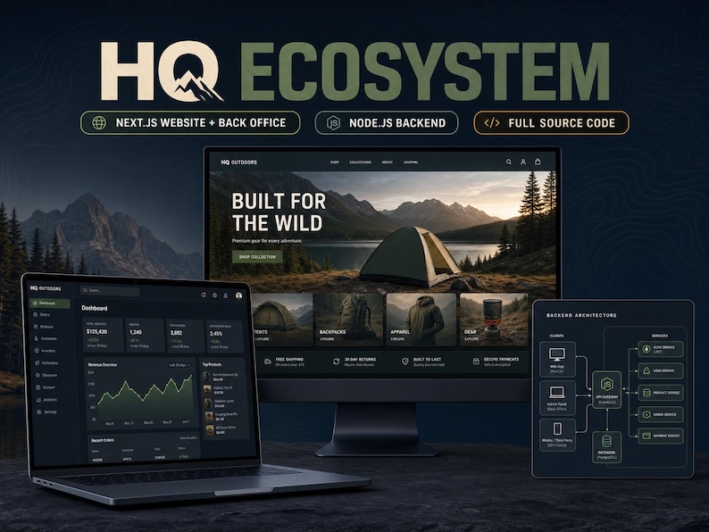 HQ Ecosystem Full Stack Commerce CMS Source Code (Next.js, Node.js) image 1