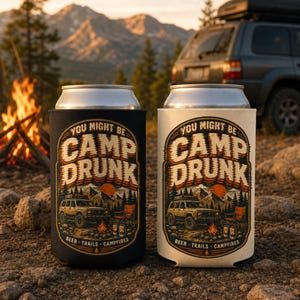Funny Camping Can Cooler, Beer and 4x4 Outdoor Gift for Him