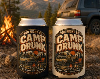 Funny Camping Can Cooler, Beer and 4x4 Outdoor Gift for Him