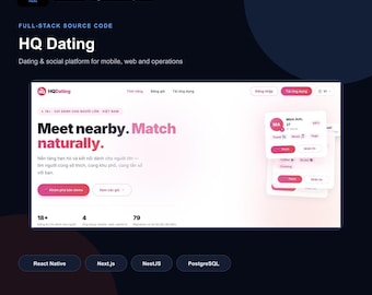 Dating App Source Code – React Native, Next.js, NestJS, Admin Dashboard