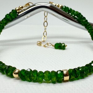 AAA chrome Diopside Bracelet, top quality, genuine, dainty, delicate jewelry, 14K Gold Filled materials, gift for her. Stacking jewellery