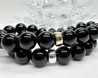 Black Tourmaline Bracelet for Protection, Grounding Crystal Bracelet, Healing Stone Jewelry, Energy Shield Bracelet, Spiritual Gift for Her