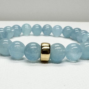 AAA Aquamarine Bracelet: 14k Gold Filled, March Birthstone