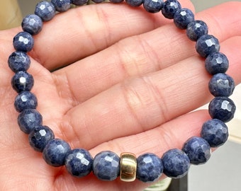 Pulsera de zafiro azul, joyería artesanal con la piedra de nacimiento de septiembre, pulsera para hombres y mujeres.