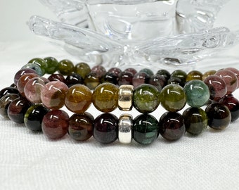 AAAA+ Mixed Tourmaline Bracelet. 7mm stunning tourmaline beaded bracelet. Multi color Tourmaline jewelry. Watermelon tourmaline bracelet