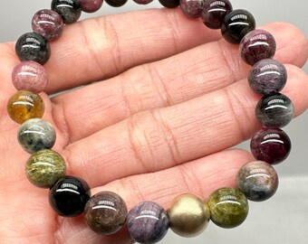 Multi-Colored Tourmaline Bracelet, Women's Beaded Jewelry