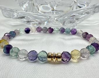 Stunning Fluorite Bracelet. AAA Faceted Beaded Fluorite. Dainty jewellery. Sparkly Gemstone Bracelet. Cleansing and Balance Bracelet. Gifts