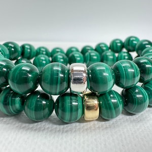 Stunning Malachite Bracelet/ 8mm AAA+ Malachite/ Stacking jewelry/ Transformation Stone/ Mens Bracelet / Womens Bracelet / Beaded Malachite