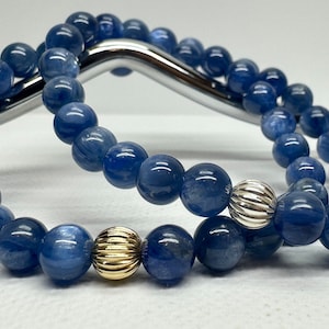 AAAA+ Blue Kyanite Bracelet / Top Quality Blue Kyanite / 6mm Smooth Beaded Bracelet / Blue Gemstone Bracelet / Men Womens Bracelets / Gifts