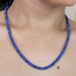 Lapis Lazuli Necklace / 4mm Beaded Lapis Lazuli choker / Rondelle lapis lazuli / Minimalist Jewelry / Womens Necklace / Gifts Idea