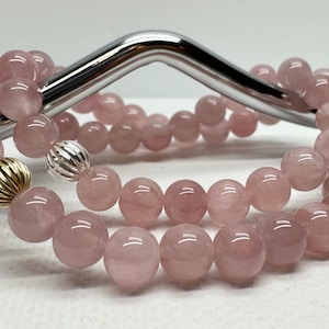 Stunning Pink Rose Quartz Bracelet / AAA+ 6mm Pink Rose Quartz / Gemstone Bracelet / Beaded Bracelet / Stacking Bracelet / Love Bracelet