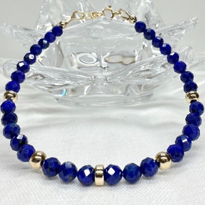 AAAA+ Lapis Lazuli Bracelet. Stunning Lapis Lazuli Beaded Bracelet. 4mm Dainty bracelet. Rich Blue Lapis Lazuli. Gift for men and women