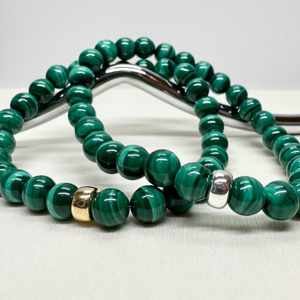 Genuine Malachite Bracelet/ 6mm Natural Malachite/ Stacking jewelry/ Transformation Stone/ Gift for her