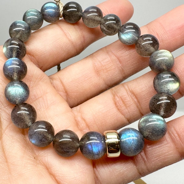 Strong Blue Flash Labradorite Bracelet / AAAA+ High Quality Labradorite / 8mm Labradorite Beaded Bracelet / Mens Bracelet / Womens Bracelet