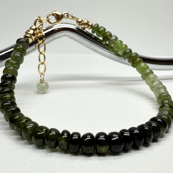 RARE! Green Tourmaline bracelet / Shaded green tourmaline / ombre green tourmaline bracelet / green gemstone bracelet / love bracelet