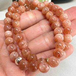 7mm Sunstone Bracelet / Stunning Sunstone Stacking Bracelet / Orange Gemstone Bracelet