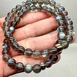 Starkes blaues Blitz Labradorit Armband / Hochwertiger Labradorit / 6 mm Labradorit Perlen Armband / Herren Armband / Damen Armband