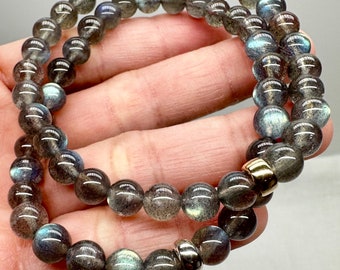 Strong Blue Flash Labradorite Bracelet / Superb High Quality Labradorite / 6mm Labradorite Beaded Bracelet / Mens Bracelet / Womens Bracelet