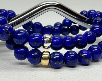 Lapis Lazuli Bracelet / AAA+ 6mm Top Quality Lapis Lazuli / Beaded Lapis Lazuli Bracelet / Blue Mens Bracelet / Womens Bracelet / Stacking