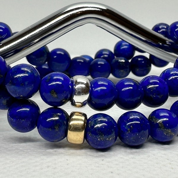 Lapis Lazuli Armband / AAA + 6mm Lapis Lazuli / Perlen Lapis Lazuli Armband / Blaues Herren Armband / Damen Armband / Stapeln