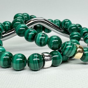 8mm Malachite Bracelet/ AAA+ Green Malachite Beaded Jewelry/ Top Quality Malachite/ Mens Bracelet / Womens Bracelet / Green Jewelry.