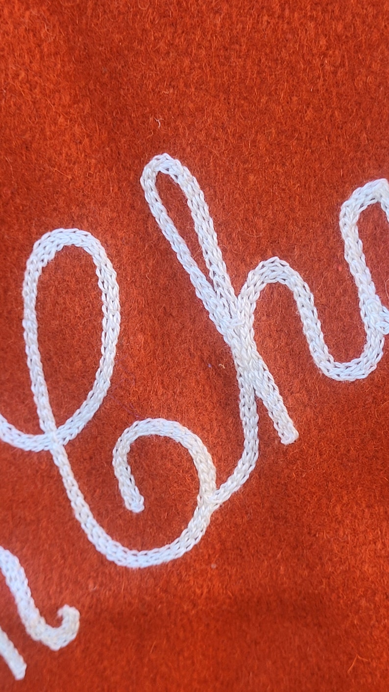 Vintage Varsity Letter Wool Stadium Blanket 58x58 W Embroidered Name