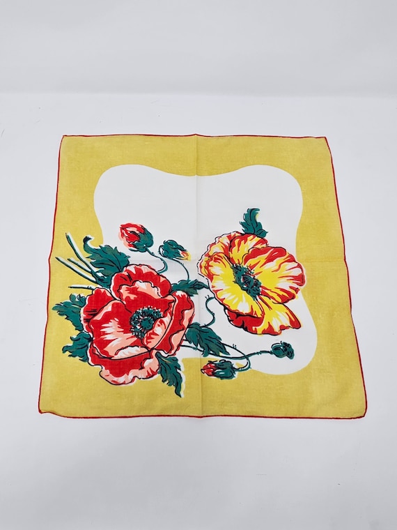 1960s Poppy Floral handkerchief scarf - image 2