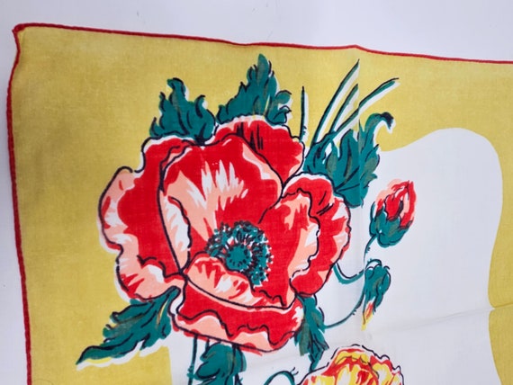 1960s Poppy Floral handkerchief scarf - image 3