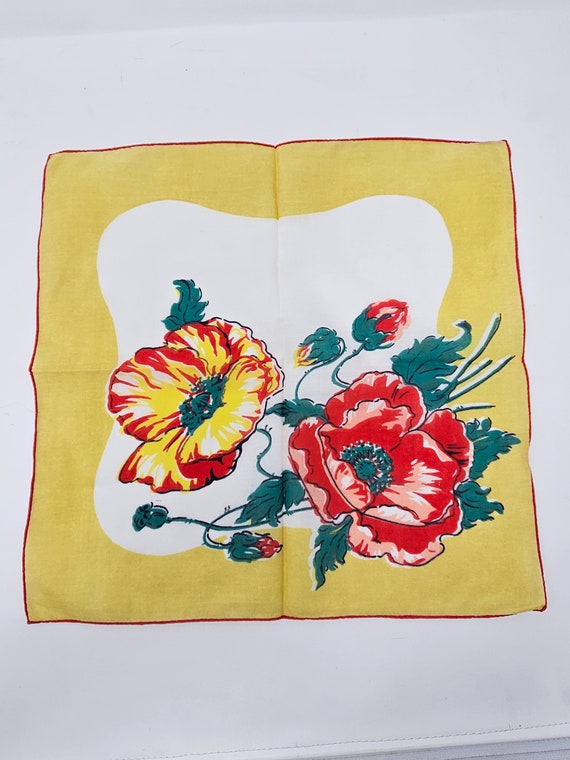 1960s Poppy Floral handkerchief scarf - image 5