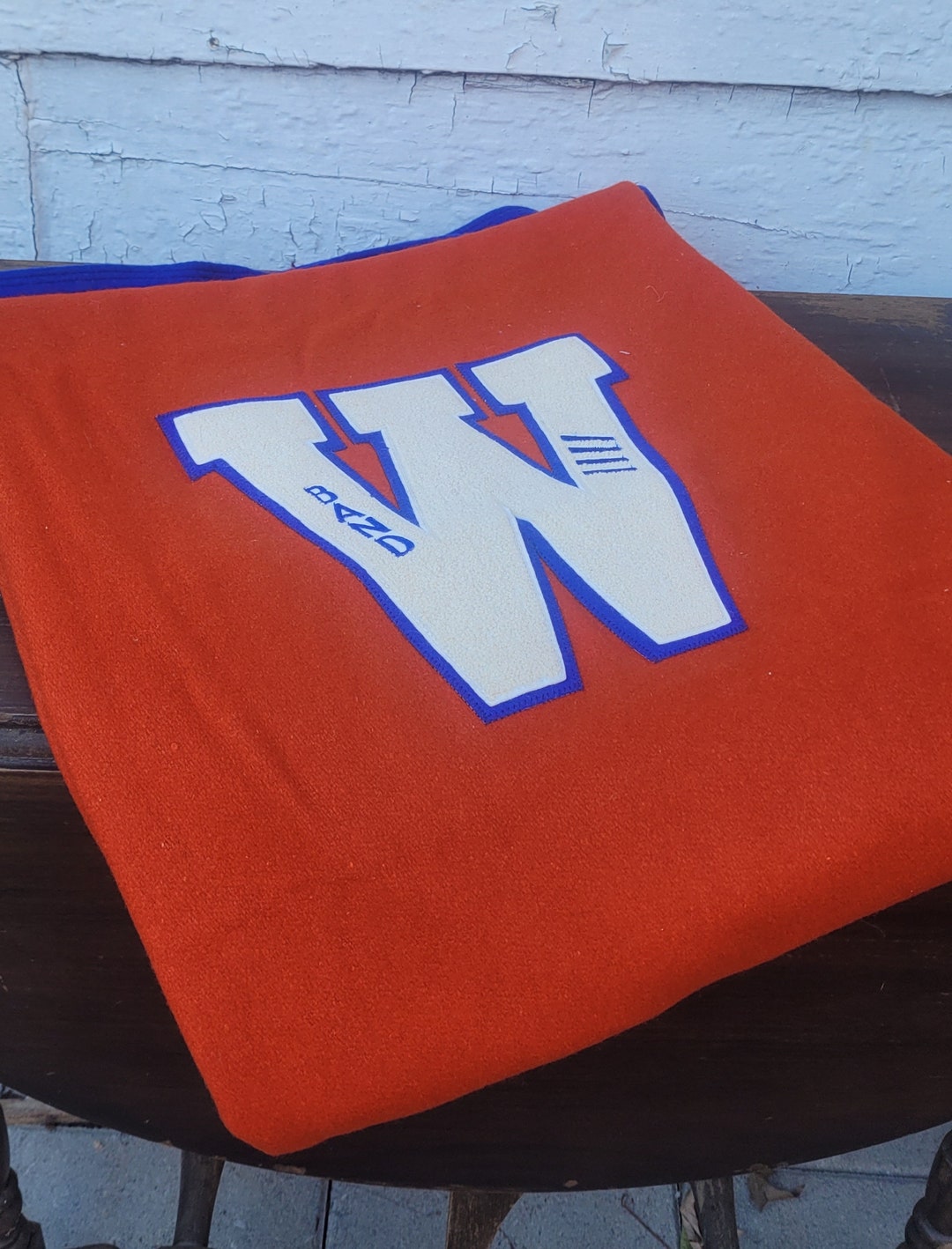 Vintage Varsity Letter Wool Stadium Blanket 58x58 W Embroidered Name