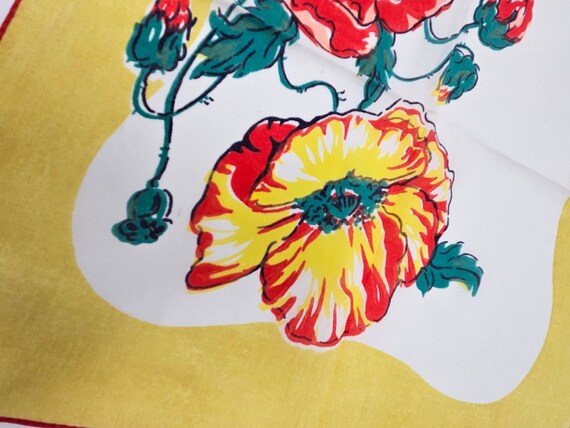 1960s Poppy Floral handkerchief scarf - image 4